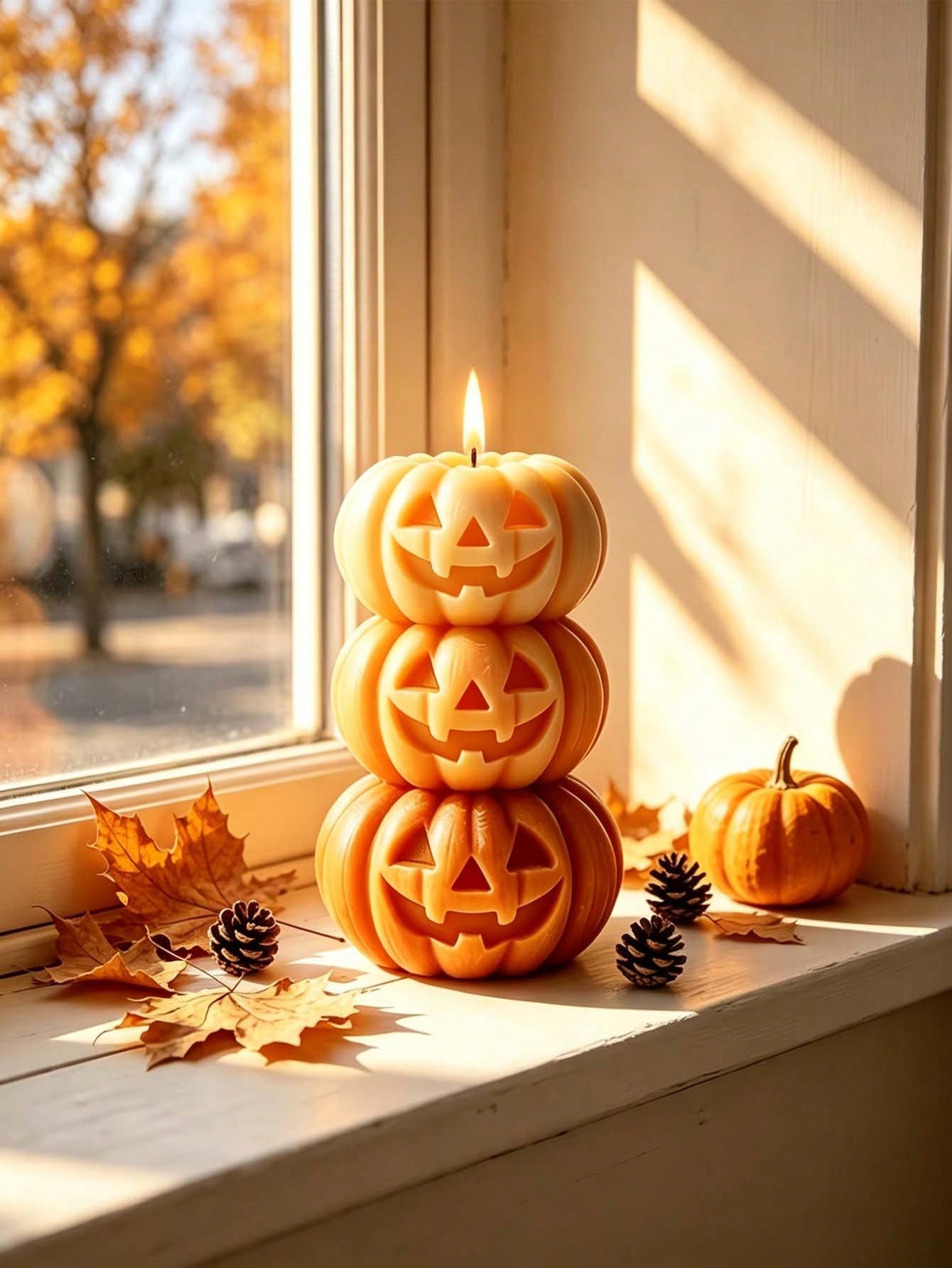 ハロウィン用3層式パンプキン型キャンドル1個、パンプキンデザ - Home Fragrance Usa のレビューと価格